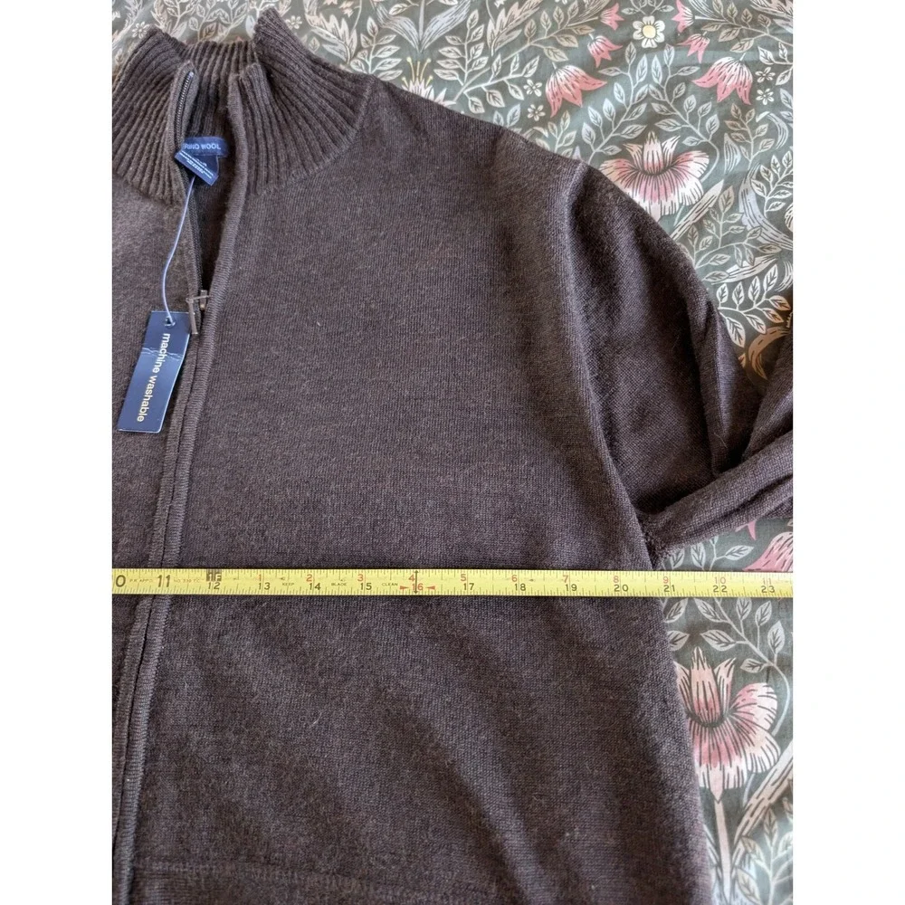GAP Merino Fine Wool Knit Cardigan Sweater Men XL Brown Full Zip Old Money Prep